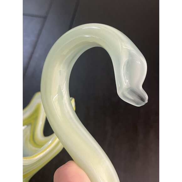 Vtg Art Glass Sooner Murano Style Swan Scalloped 6 Prong Small Beak Hand Blown - Picture 7 of 16